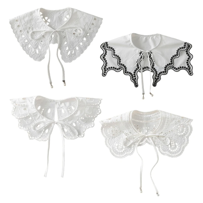

Vintage Embroidery Doll Fake Collar Shawl Hollow Out Lace Wavy Half Shirt Dickey