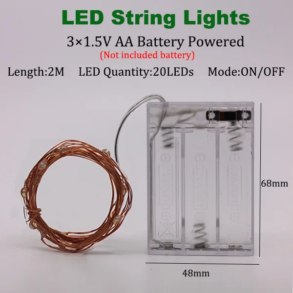 2m AA copper Battery 1-10 м батарея/управляемый через USB светодиодный свет, медная проволочная гирлянда, сказочные огни для дома, свадьбы, вечеринки, рождественские украшения - Испускаемый цвет: 2m AA copper Battery