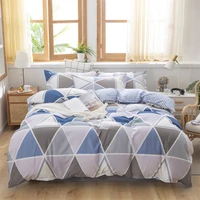 plaid duvet cover fashion bedding set ab double sided pattern quilt cover with bed sheet and pillowcase 3 4pcs home textiles