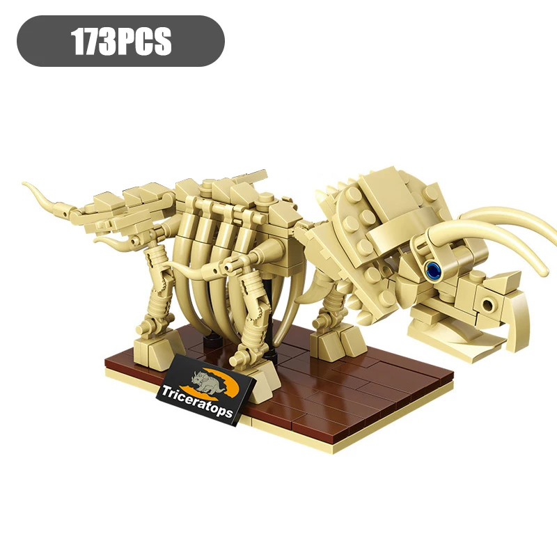

Jurassic Dinosaur World Park Dino Fossil Building Blocks Triceratop T-Rex Indominus Rex Skeleton Bricks Toys For Kid Adult Gift