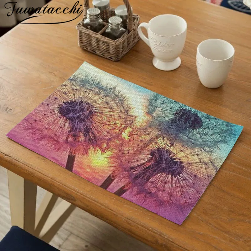 Столовые приборы с цветочным принтом Fuwatacchi Подсолнухи кухонные столовые льняные