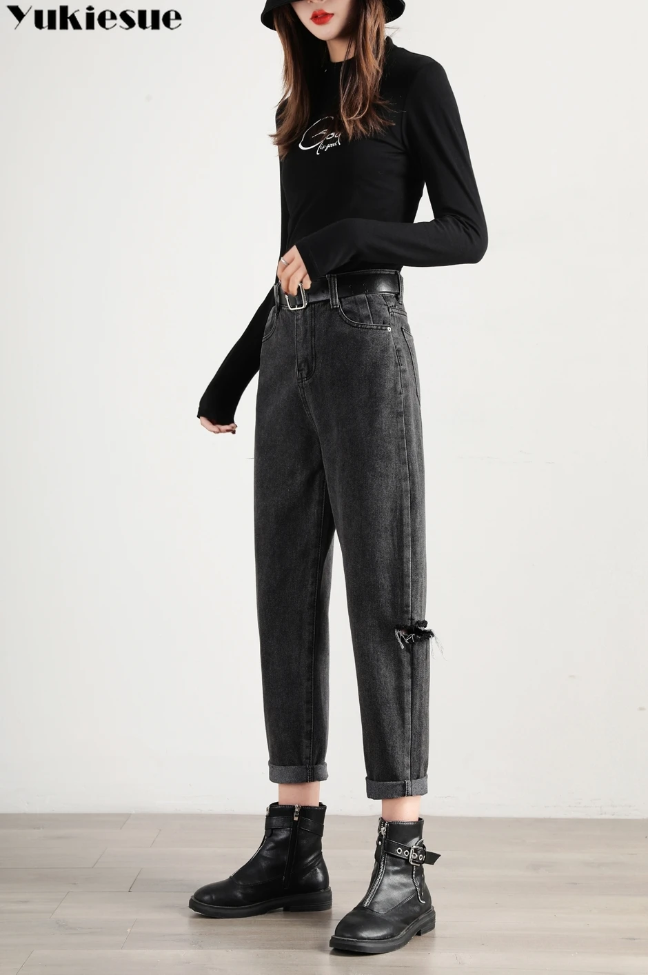 Высокая талия джинсы женская обувь Большие размеры S 5XL уличный стиль деним брюки