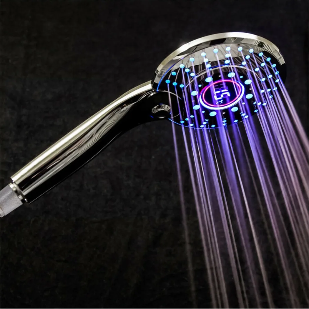 

0.3-1.8MPA Shower Head 1pcs 2-way 3-Colors Digital Display Handheld LED