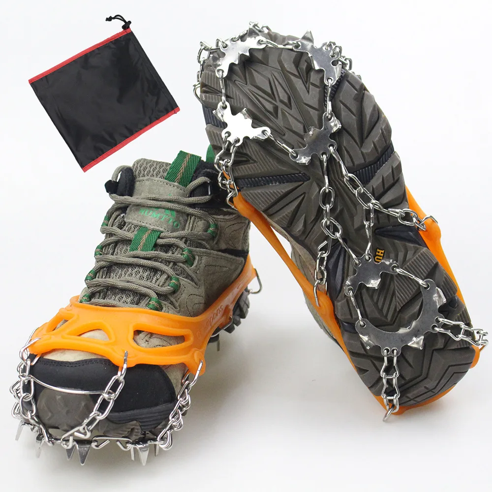 

1pair 19 Teeth Anti-slip Climbing Crampons Winter Outdoor Ice Claws Snow Gripper Hiking Shoe Boot Grips Chain Spike Covers
