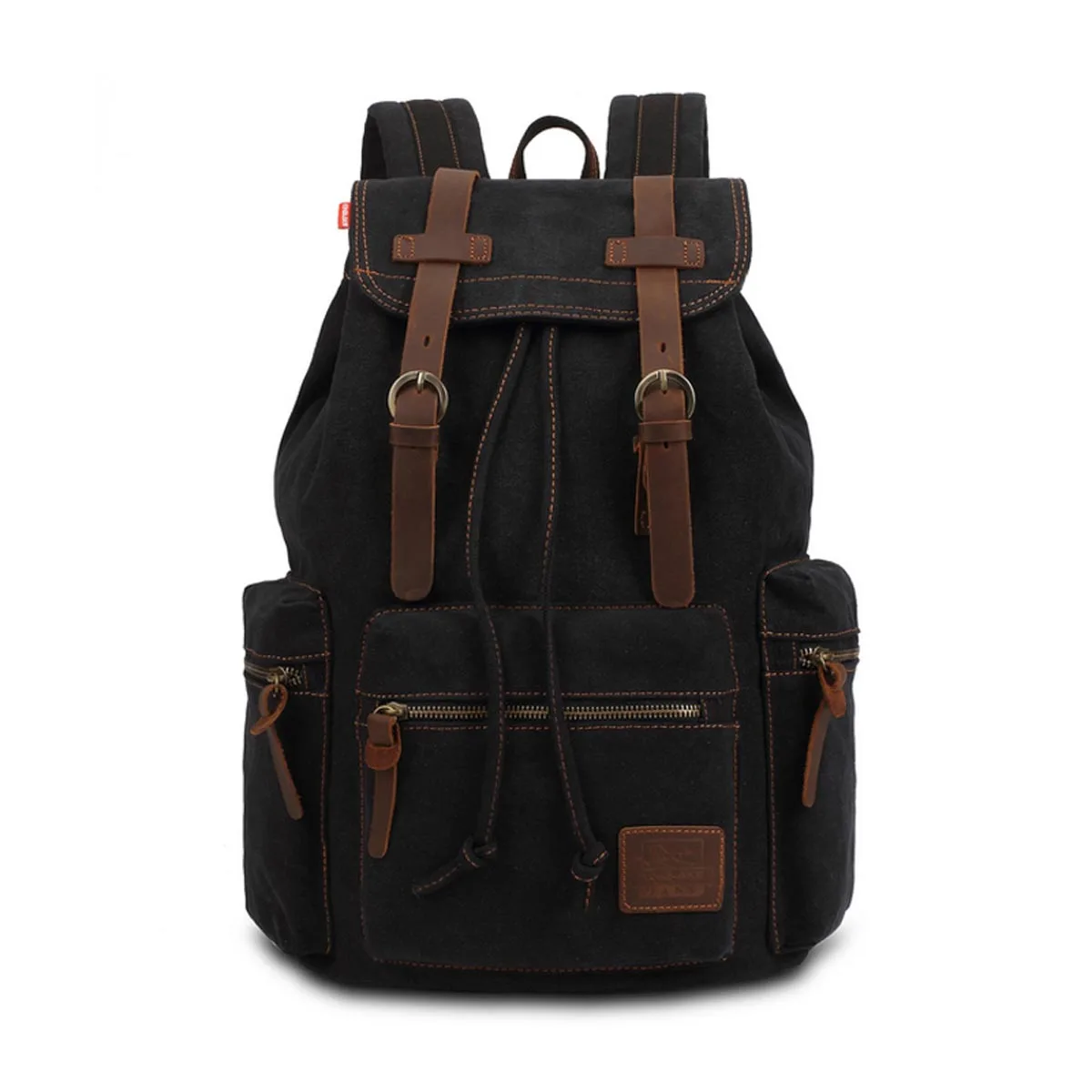 Винтажный Мужской Повседневный Холщовый кожаный рюкзак ранец походная сумка