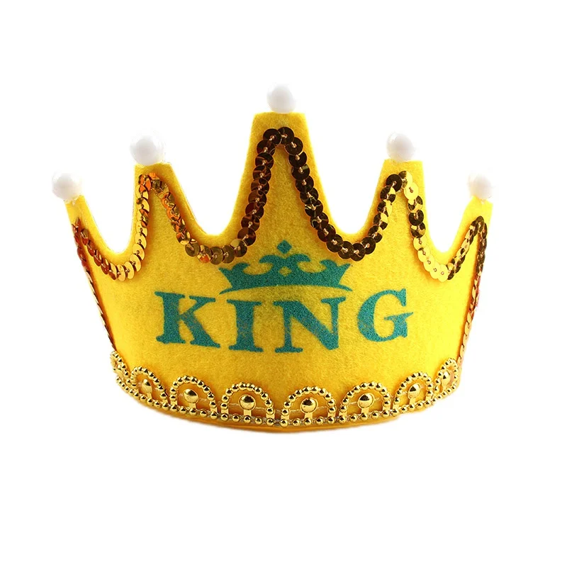 J Детские День рождения светодиодная корона шляпа игрушки King принцессы вечерние фон с изображением торта для игрушка вечерние украшения/ - Цвет: J