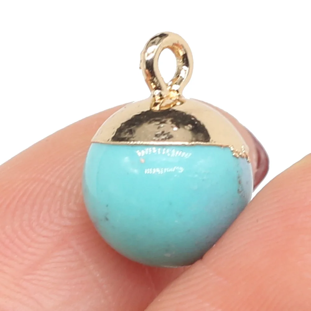 

Natural Stone Agates Crystal Rose Quartzs Sodalite Tiger Eye Pendant Charm for Earring Necklace Jewelry Making Gift Size 10mm