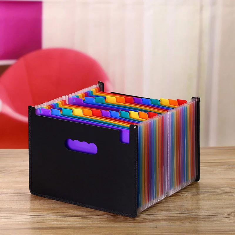 

Expanding File Folder 24 Pockets, black Accordion A4 folder