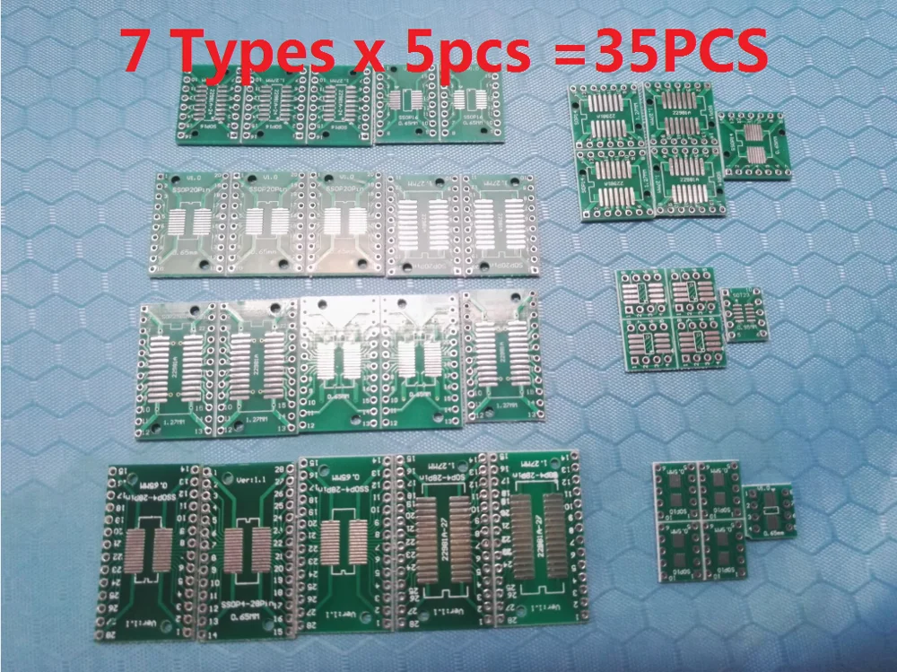 5PCS adapter PCB Circuit Board Kit SMD QFP LQFP QFN FQFP Turn To DIP SOP MSOP SSOP TSSOP SOT23 8 10 14 16 20 24 28 SMT To DIP images - 6