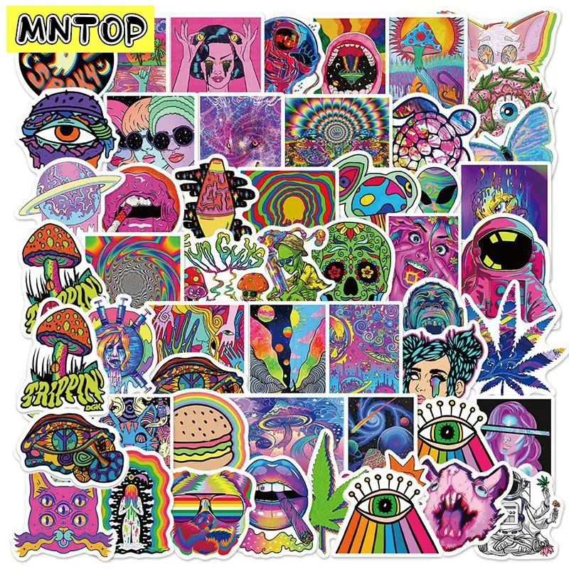 

10/30/52Pcs/set Cartoon Horror Psychedelic Gothic Graffiti Mix Stickers For Diy Luggage Laptop Case Helmet Phone Skateboard
