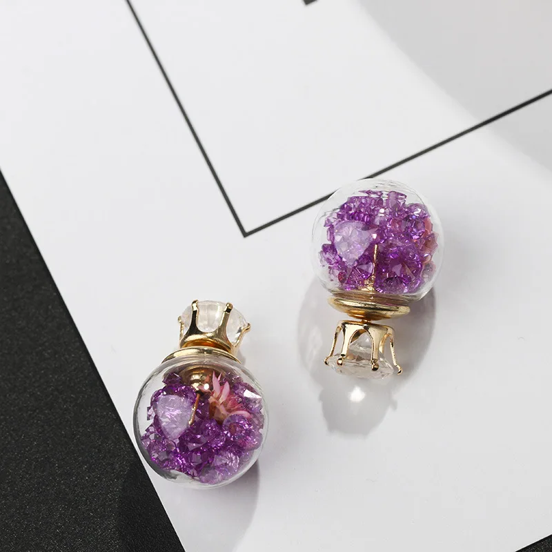 

Crystal ball earrings glass ball earrings rhinestone zircon round earrings sweet romantic jewelry earrings for women girl