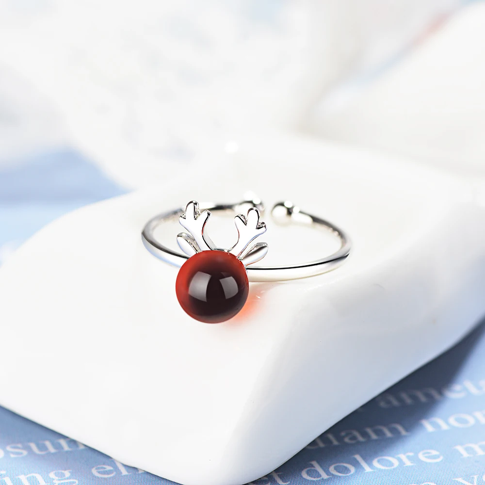 Женское кольцо с красным оленем Chereda серебряное на костяшках из серебра 925 пробы