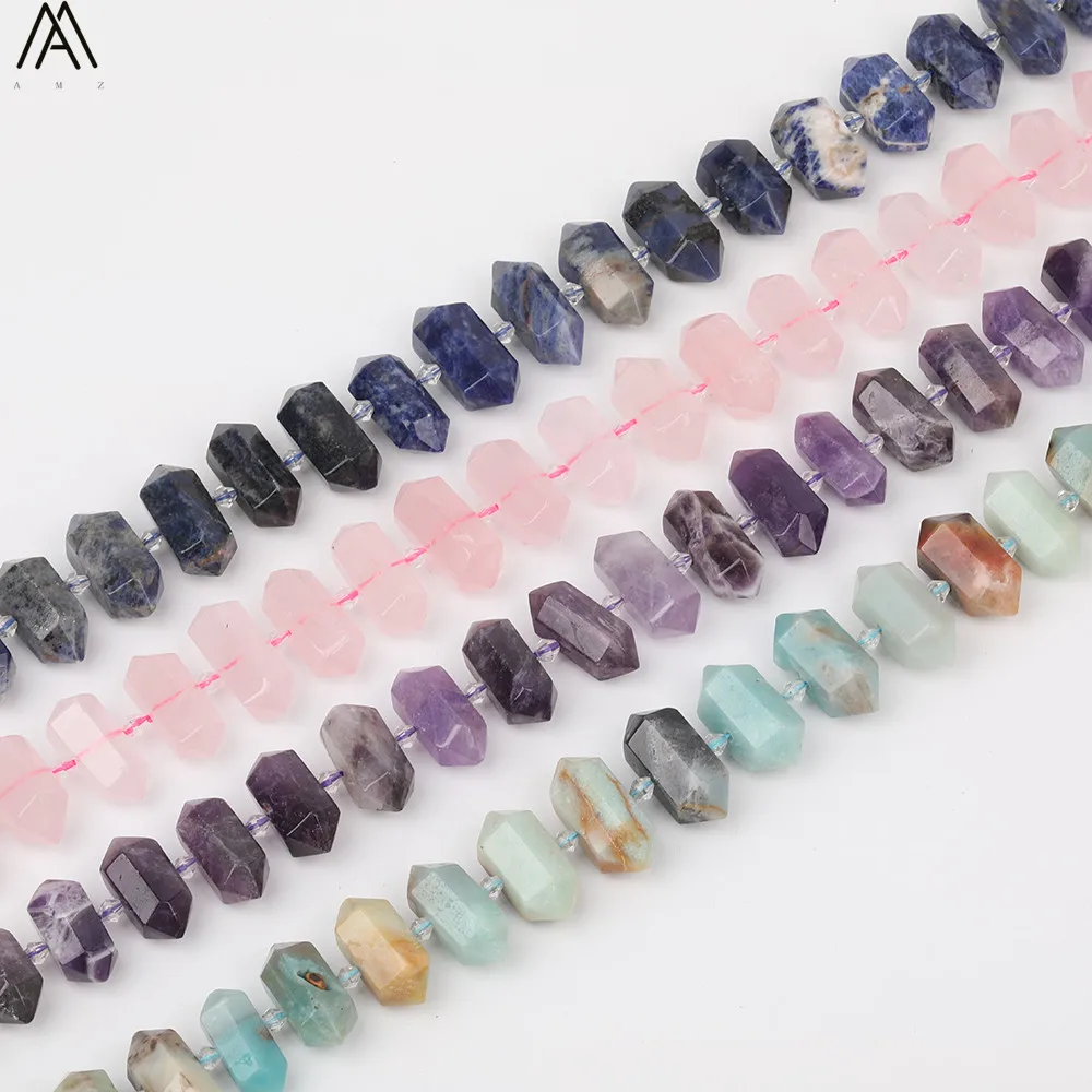 Ожерелье с подвеской из натуральных кварцевых двусторонних бусин аметиста