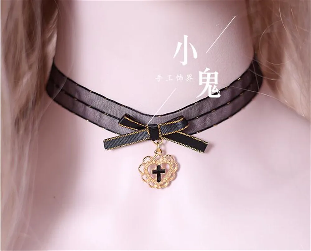 necklace 2 Винтаж Японский сладкий Лолита кружева кроссовер ремень лук головной убор горничной волос полоса горничной ежедневные аксессуары для волос повязки B443 - Цвет: necklace 2