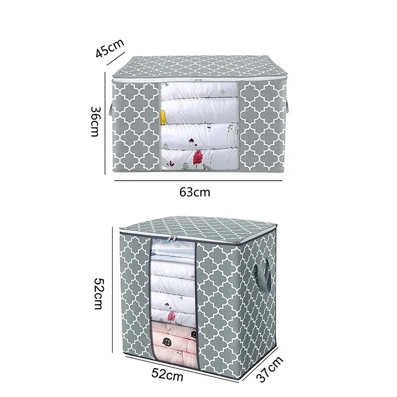 

Non-Woven Clothes Storage Bag Quilt Blanket Dust-Proof Cabinet Finishing Box With Clear Window Large Capacity Clothing Organizer
