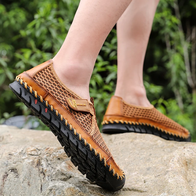 

Sandalias Men Mens Walking Sandals Shoes Men Slip On Beach Summer Big Sandal Sandles For Hollow Breathable Sport