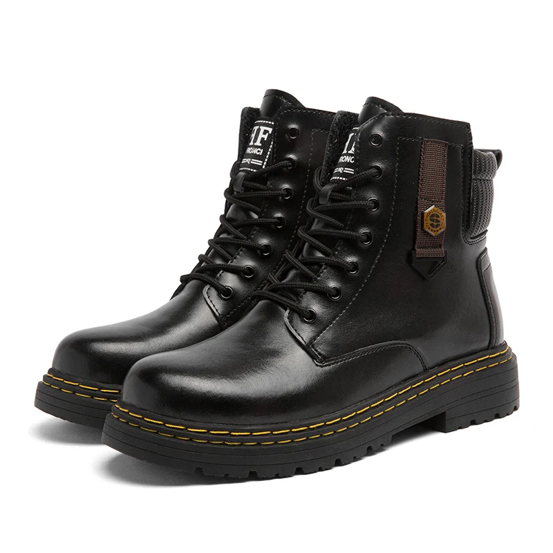 

2021 Autumn/Winter High-Quality Leather and Velvet Warm Martin Boots Two-layer Cowhide Business Casual Men's Shoes Size 38-48