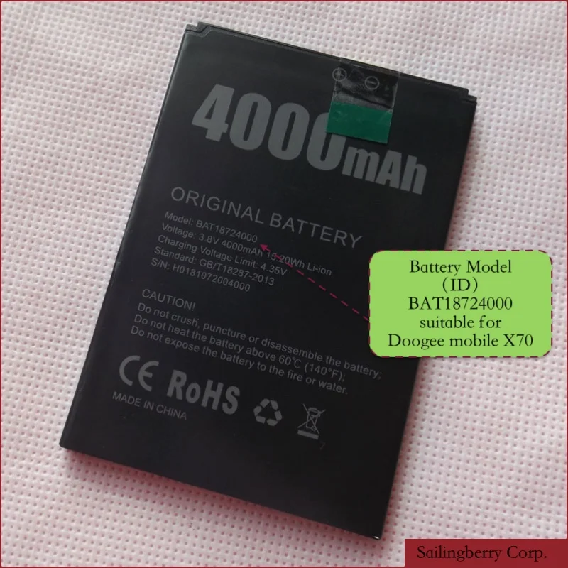Аккумулятор подходит для DOOGEE mobile X70 Модель аккумулятора BAT18724000|Аккумуляторы