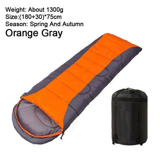 Orange Gray 1300G WEST BIKING, 4 сезона, спальный мешок для кемпинга, легкий теплый и холодный конверт, альпинистский спальный мешок для путешествий на открытом воздухе, пеших прогулок - Цвет: Orange Gray 1300G