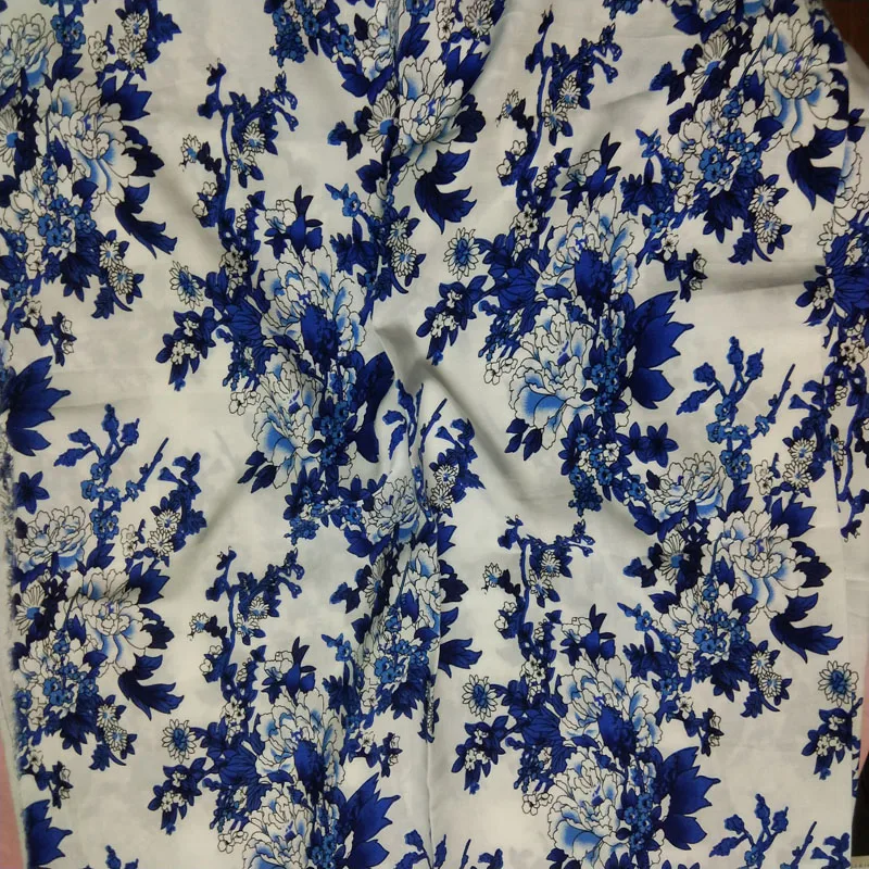 Традиционная сине-белая фарфоровая ткань вискоза гладкая мягкая летняя рубашка