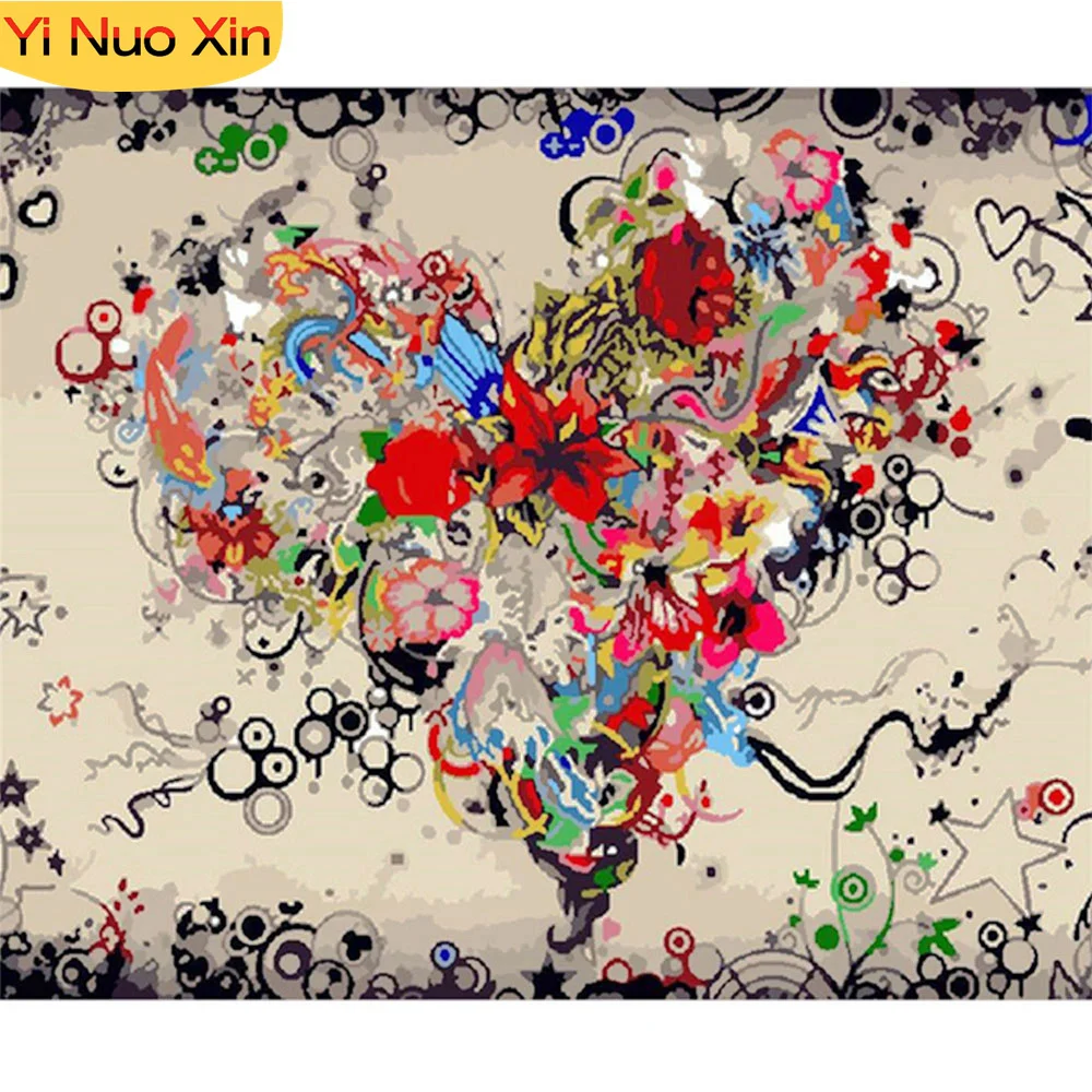 

YNX 5D Diy Cross Stitch Diamond Painting Heart-Shaped Flower Mosaic Fantasy Landscape Home Decor New Year Gift Embroidery Art