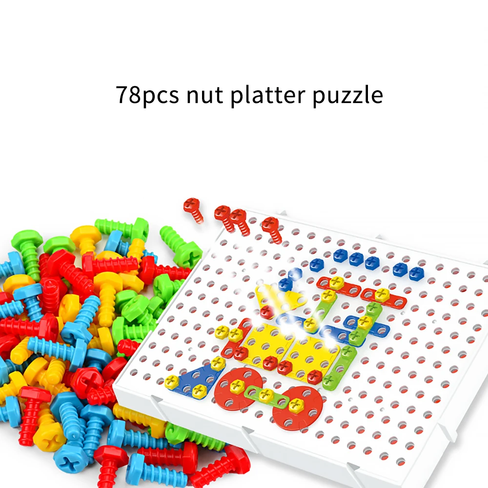 

Educational Building Screwing Toys Sets 3D DIY Combination Puzzle Nut Platter Assortment Disassembly Assembled Blocks Match Tool