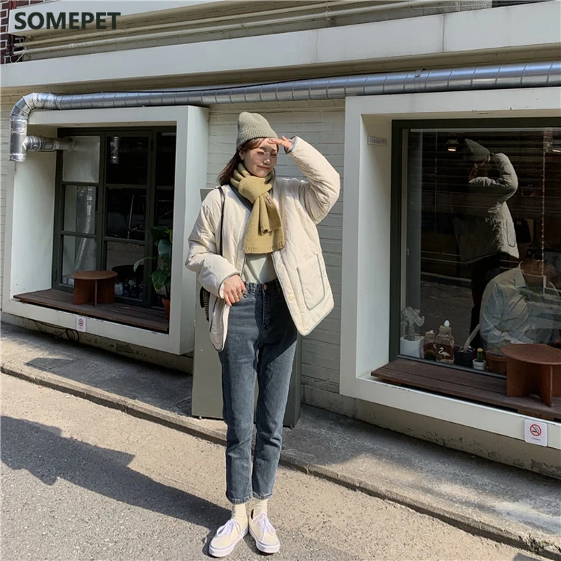 Winter Solid Padded Lambswool Patchwork Women Coat Cotton Warm Loose Casual  Jacket Female Outwear Elegant Tops