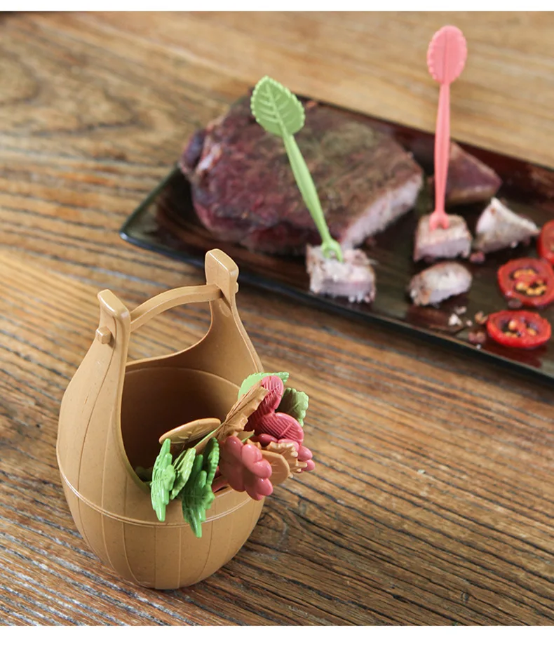 15 шт./компл. НОВЫЙ СТВОЛ листья фруктовые вилки фруктов зуб Палочки обеда и других