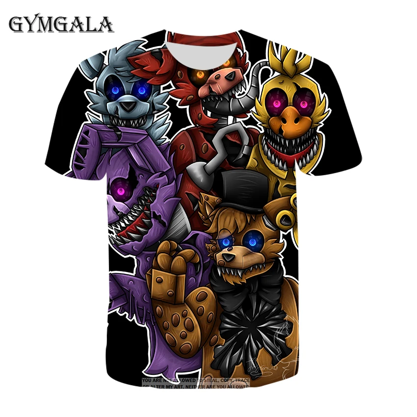 С изображениями персонажей игры пять ночей с Фредди рубашки для мальчиков