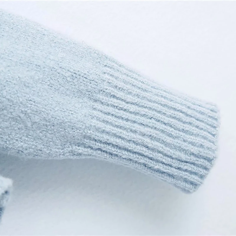 

women fashion floral embroidery blue summer knitted cardigan 2020 casual female single breasted long sleeve v-neck sweater