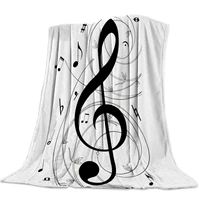 musical note black white flannel blanket for bed sofa portable soft fleece throw funny plush bedspreads throw blanket