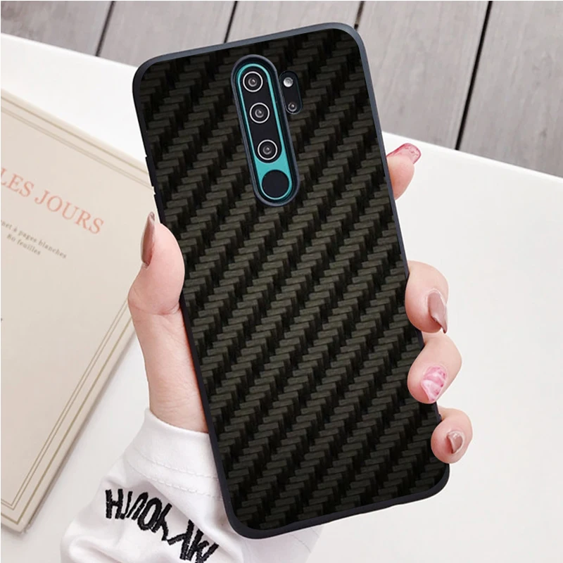 Автомобильный чехол из углеродного волокна для телефона Redmi note 9 8 7 Pro S 8T 7A Черный