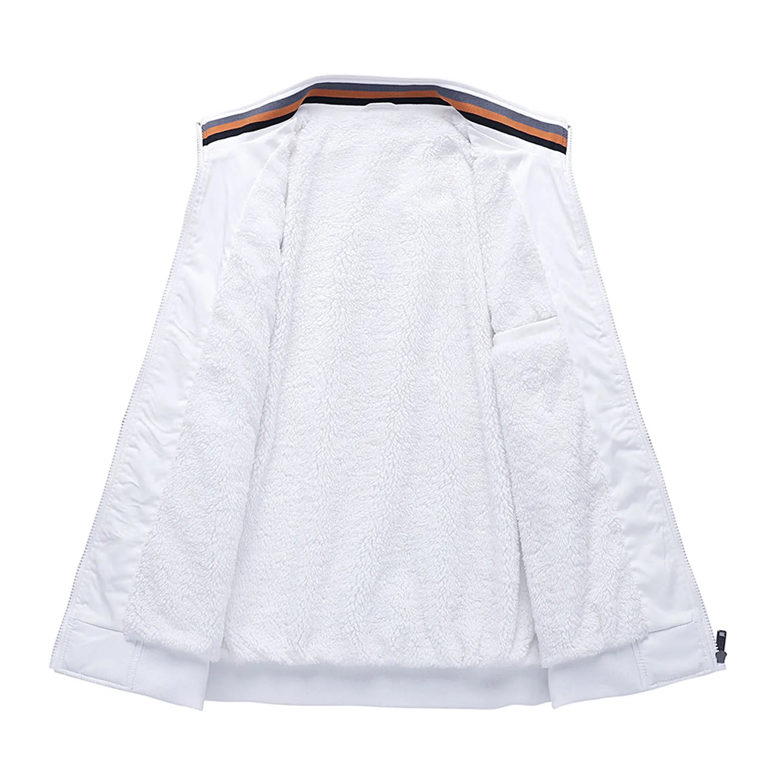 

2021 Autumn Spring Men Jacket Plush Zipper Jacket Men Stand Collar Pockets Solid Loose Coat Outwear Plus Size M-4XL