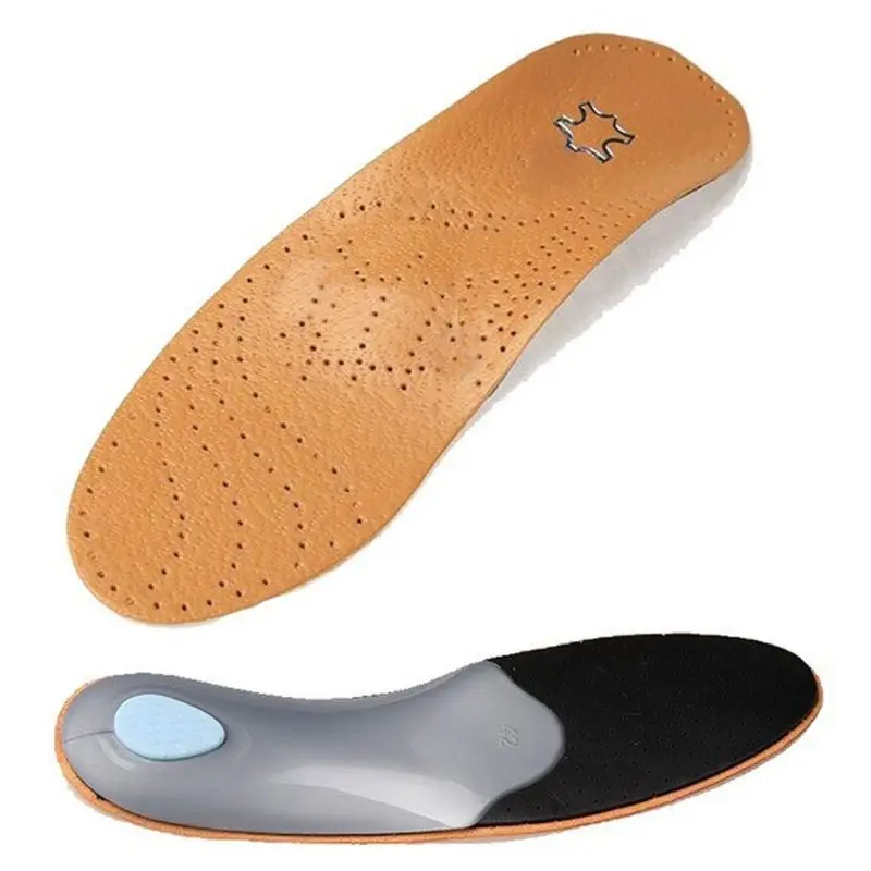 

1Pair Women Men Unisex Faux Leather Orthotics Shoes Insoles Flat Foot High Arch Support 2.8-3cm Orthopedic Pad Cushion For OX
