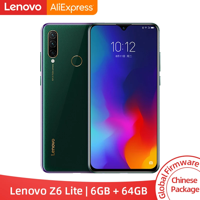 Смартфон lenovo Z6 Lite, 6 ГБ, 64 ГБ, Восьмиядерный процессор Snapdragon 710, трехъядерный, задняя камера, 19,5: 9, капля воды, 6,3 дюймов, 4050 мАч