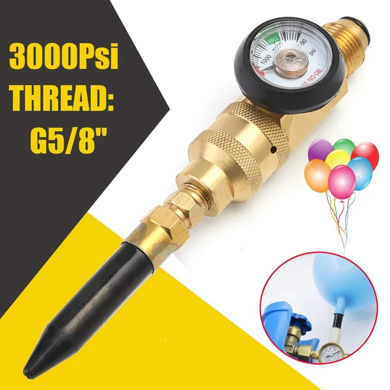 

Helium Tank Latex Balloon Inflator Regulator With Gauge For G5/8 Tank Valves