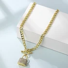 GSOLD модные стразы замок кулон ожерелье минималистский шарнирно-Рычажная застежка свитер толстая цепочка для женщин ювелирные изделия 2021