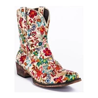 women flower ankle boots