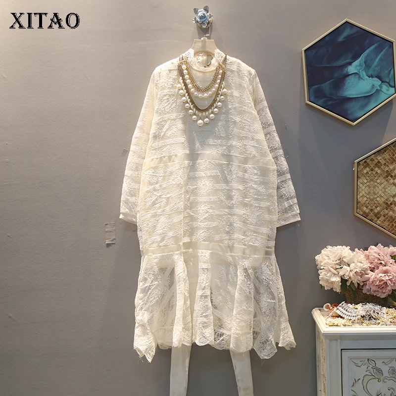 XITAO Плиссированное женское платье модное новинка 2020 весеннее полный рукав