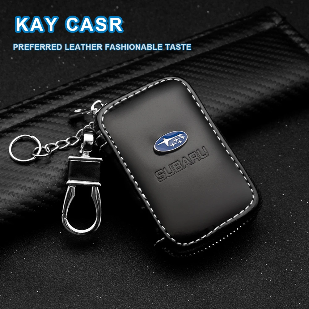 

1PCS Leather Key Wallet Fashion Zipper Car Key Holders Buckle Case For SUBARU FORESTER OUTBACK XV BRZ Impreza STI Tribeca LEGACY