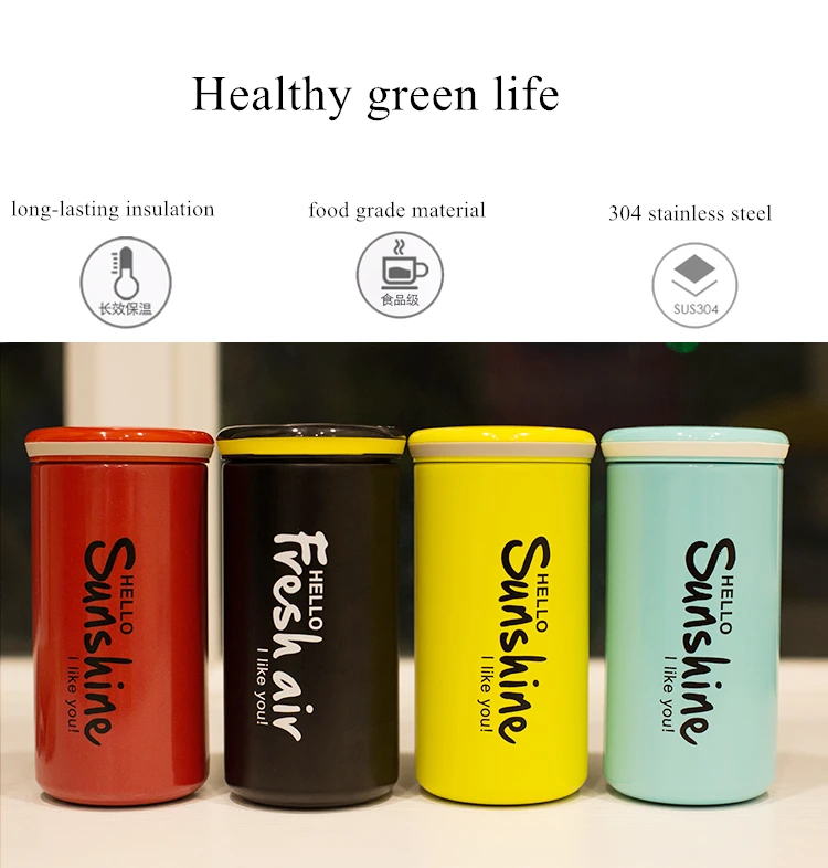 350ml Thermos Cup Stainless Steel Black Coffee Mug Thermos Cute Kids Thermos For Tea Travel Mug Thermo Bottle Mini Porcelain