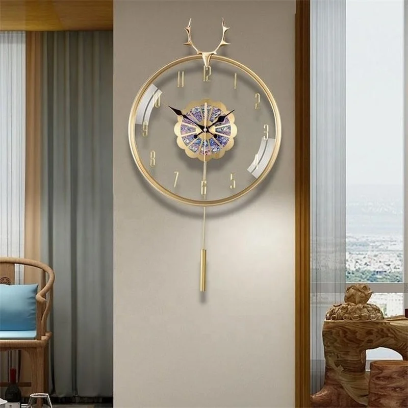 

Pure Copper Deer Head Retro High-end Luxury Modern Round Elegance Decorative Wall Clock