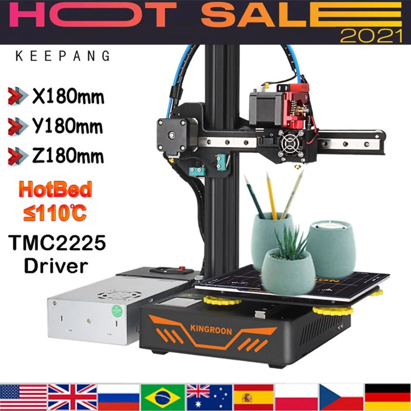 Billig Kp3s Upgrade 3d Drucker Aluminium Lebenslauf Drucker Hohe Präzision Touch Screen Diy 3d Drucker Kit Impressora 3d 180x180x180mm