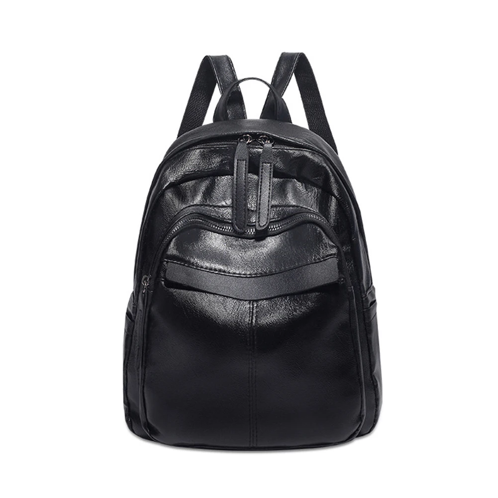 

Black Leather Backpack Casual Travel Daypack Multipurpose Fashion Bag for Women and Ladies