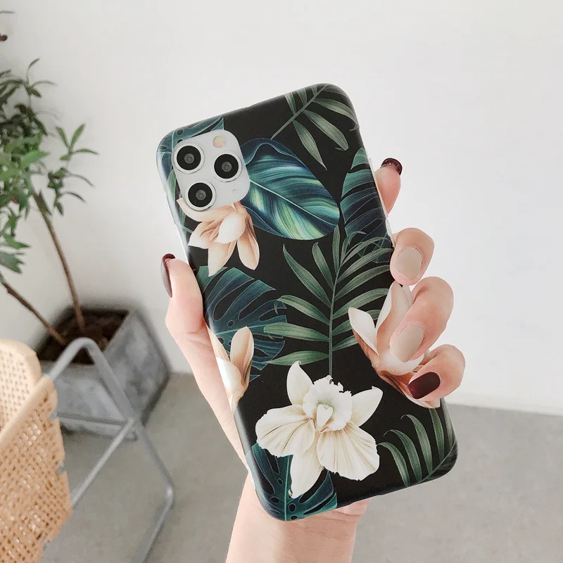 

Flowers Smooth IMD Soft For iPhone Case For iPhone 11 Pro 12 Max XR X XS Max 7 8 Plus Mini Bumper Back Cover TPU Women