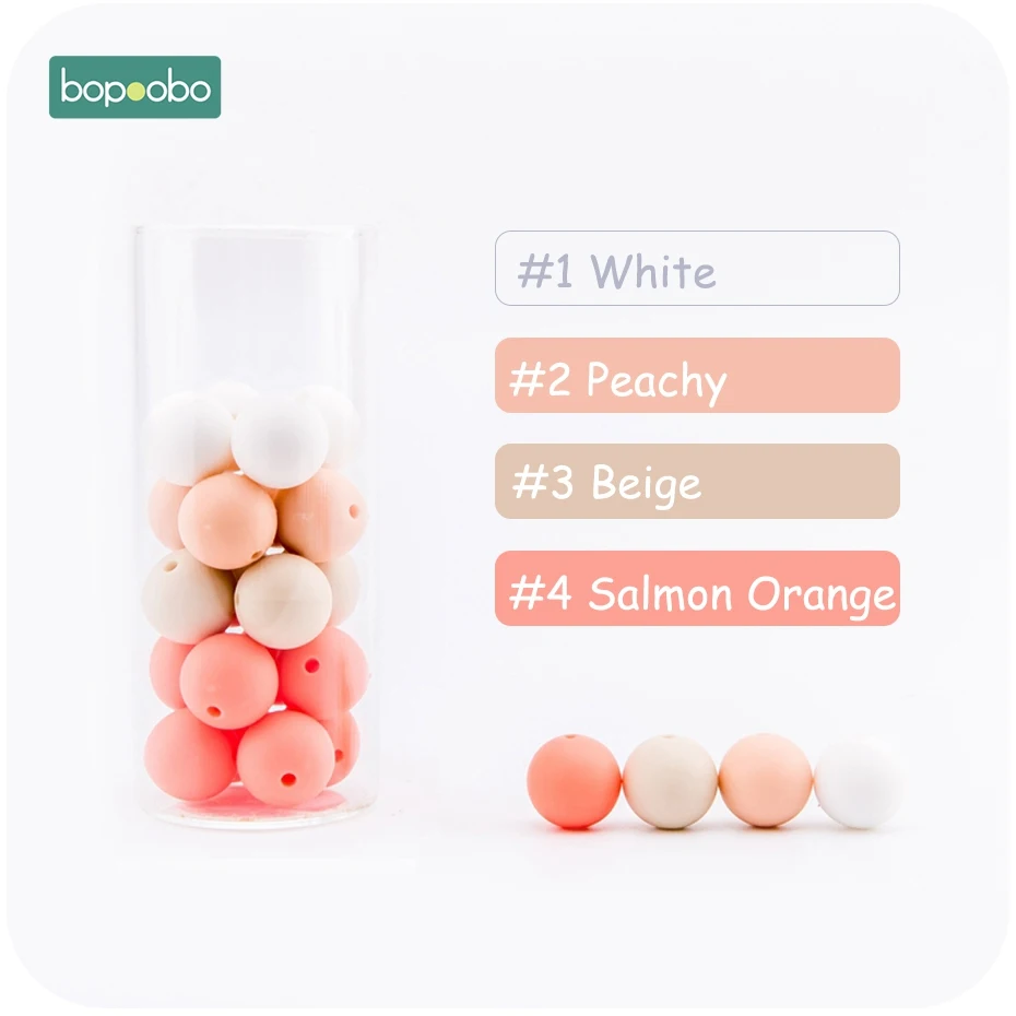 Peachy Series Bopoobo 500 шт Силиконовые бусины 12 мм Жемчуг силиконовые пищевые Детские Прорезыватели для зубов DIY кормящих браслет кулон грызунов детский Прорезыватель - Цвет: Peachy Series