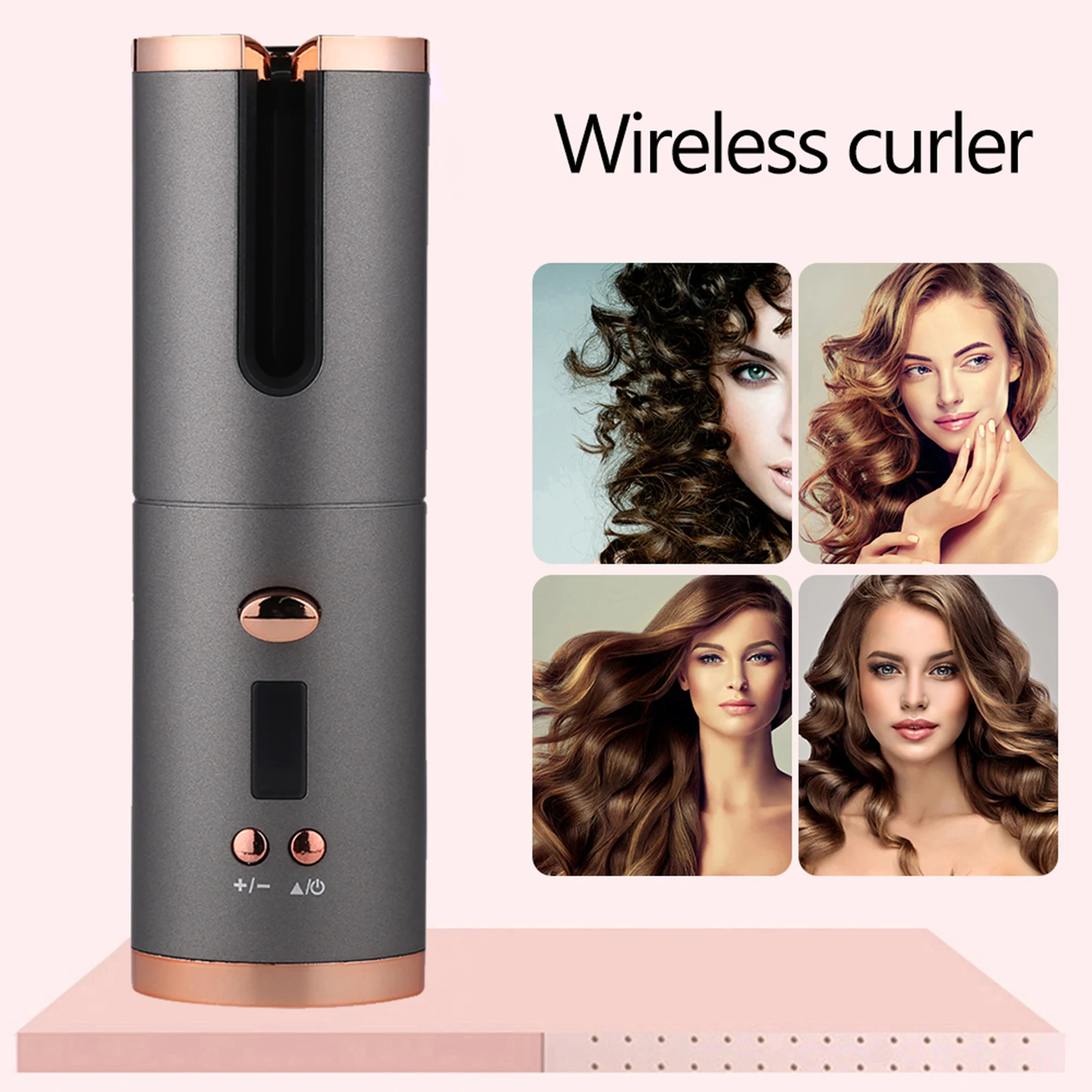 

Cordless Auto Hair Curler Automatic Curling Iron with Temperature Timer USB Rechargeable LCD Display Hair Waves Styling Tools