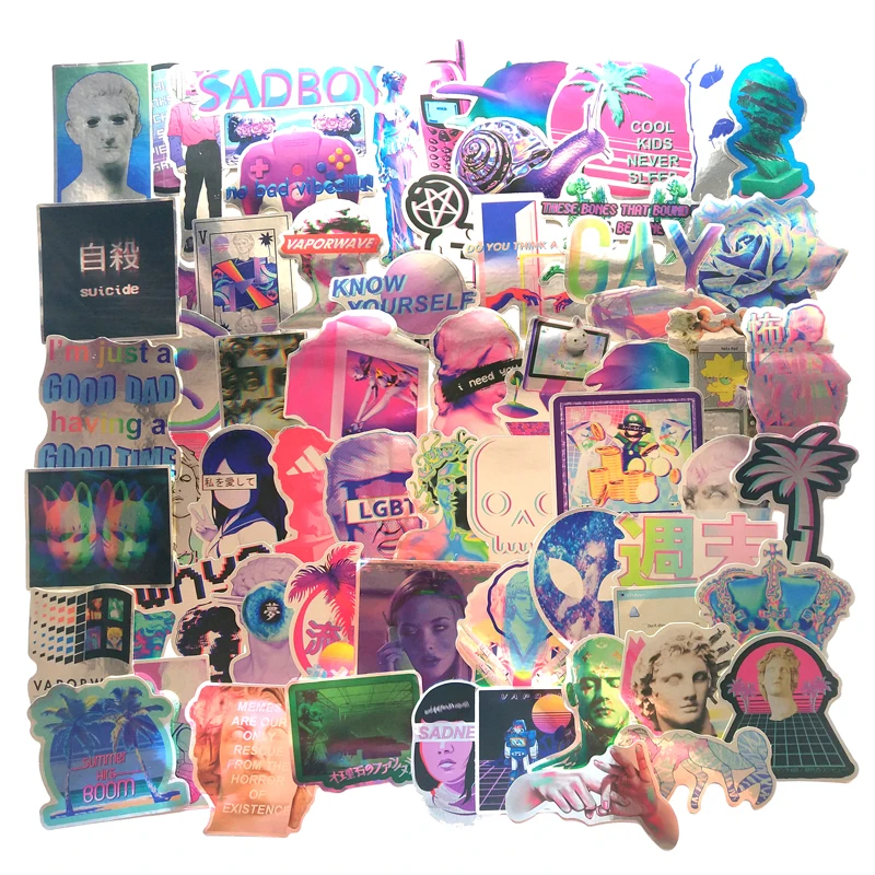 65 шт. психоделический стиль граффити Дэвид красочные ПВХ наклейки для чемодан