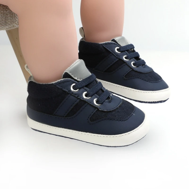 

2020 Baby Summer Shoes Newborn Baby Girl Boys Causal Bow Anti-slip Shoes Blue Gray Patchwork Soft Sole Sneakers Prewalker 0-18M