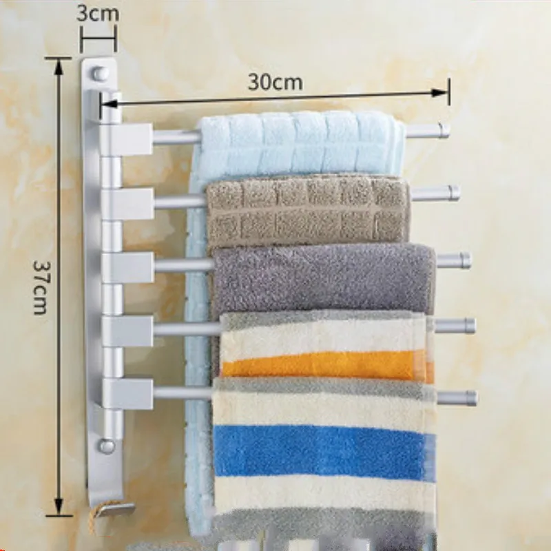 Вешалка для полотенец может вращаться без перфорации алюминиевая Золотая